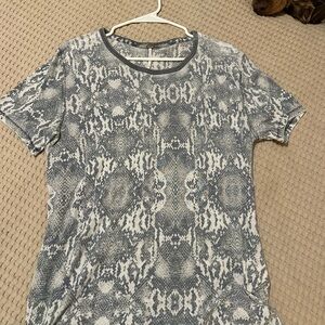 Free People Gray Snake Print Short Sleeve Top